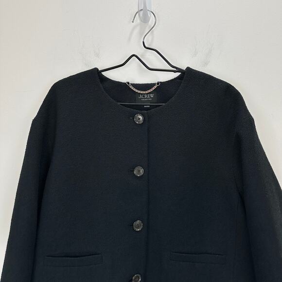 J.Crew Collection Lady Bomber Jacket Cotton Blend Boucle Black Relaxed US 16 - Picture 4 of 12